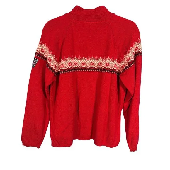 Dale of Norway Classic Pullover Sweater Women's XL 1/4 zip Red White Black - Picture 13 of 14